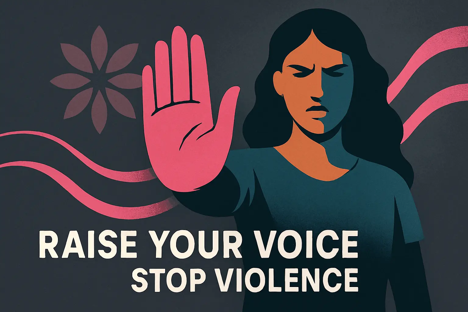 Domestic Violence Poster template with a woman wiping tears, offering support messages.