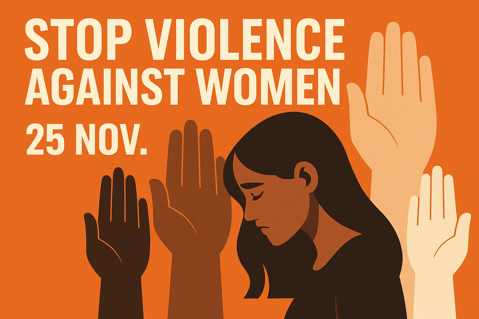 Domestic Violence Poster template with symbolic hand gesture.