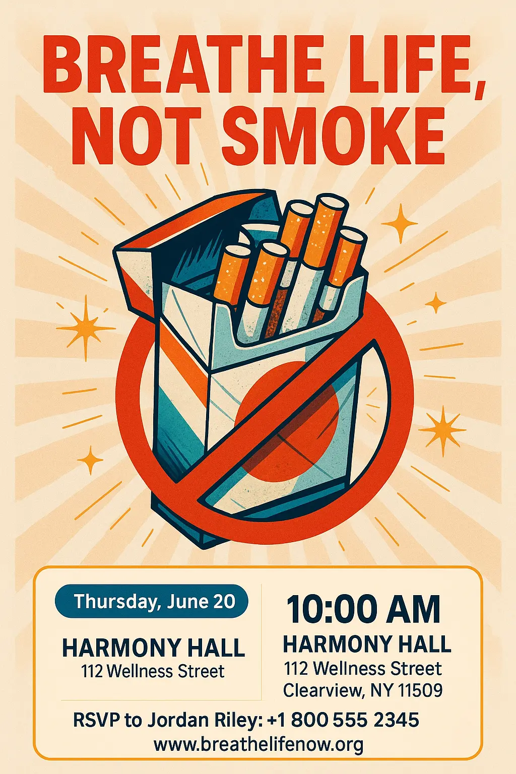 Empowering Drug-Free Poster template with no smoking message