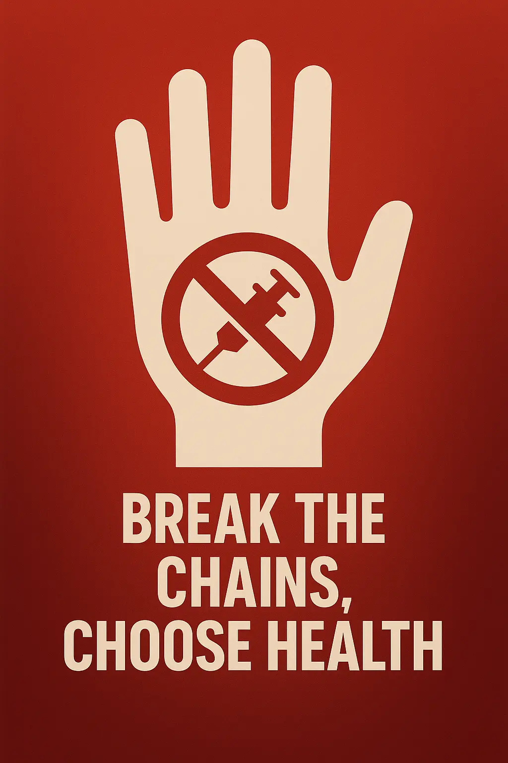 Drug-Free Poster template featuring bold handprint symbol and anti-drug message.