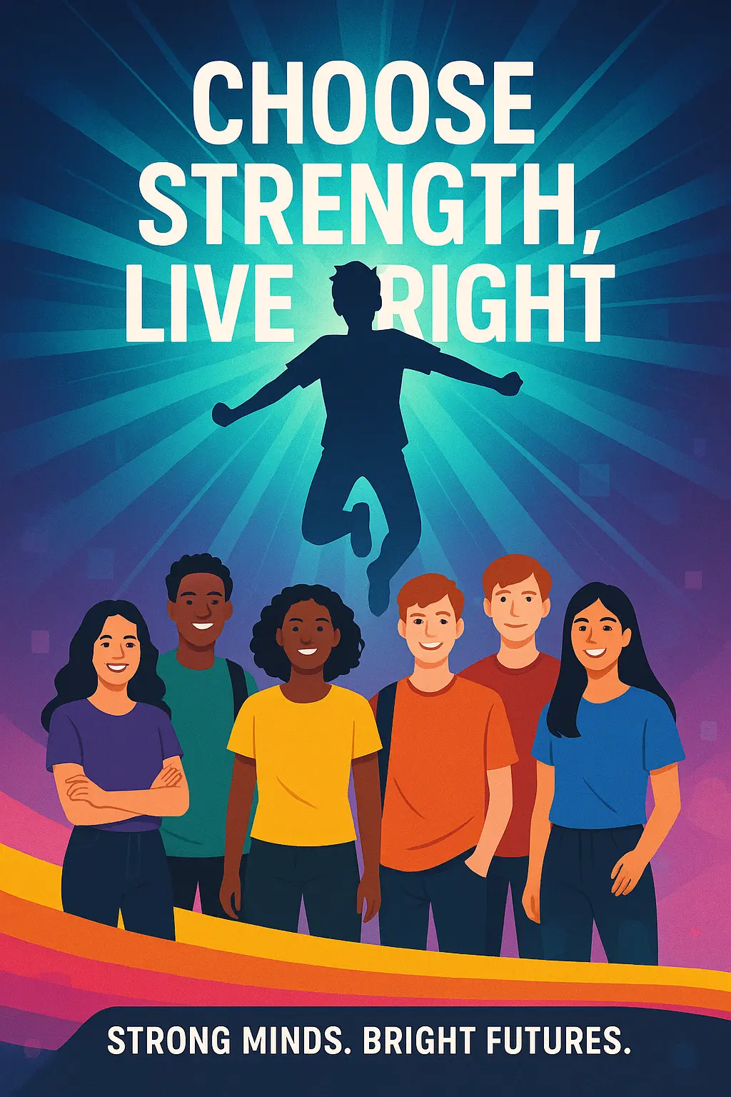 Empowering Drug-Free Poster template with teens and bold slogan
