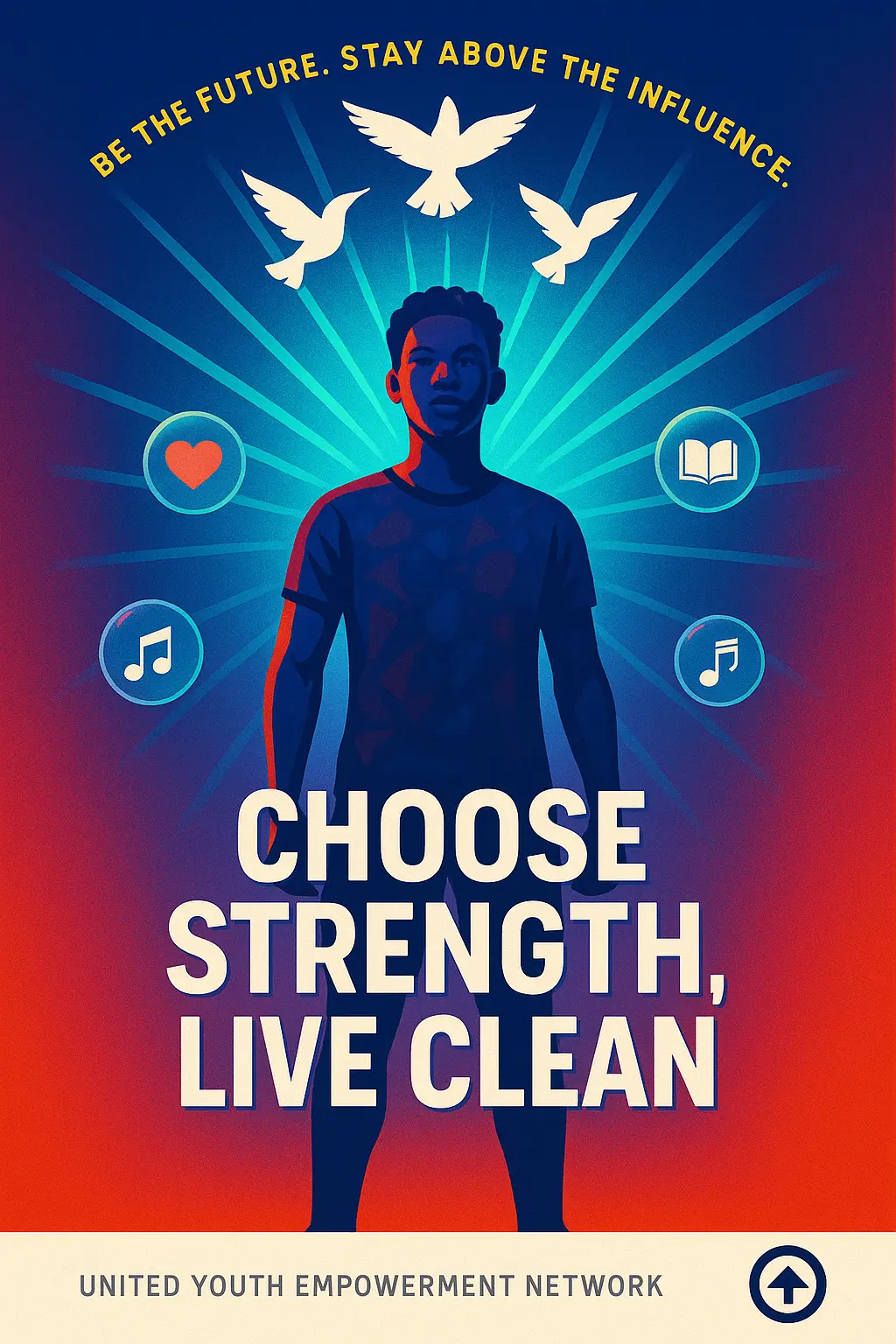 Vibrant Drug-Free Poster template with youth and bold slogan