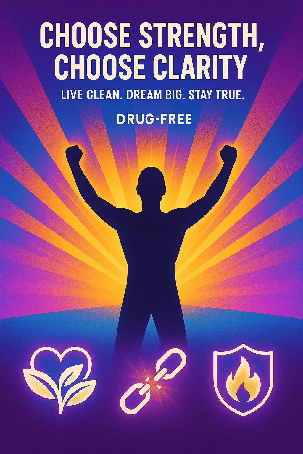 Modern Drug-Free Poster template with empowering central figure