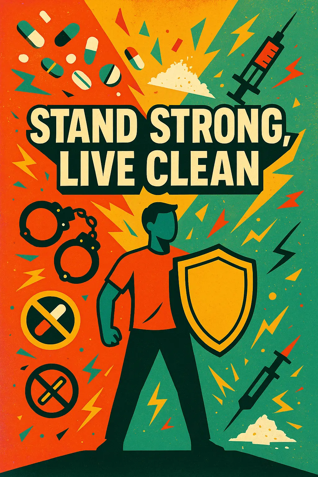 Drug-Free Poster template with empowering slogan and anti-drug imagery