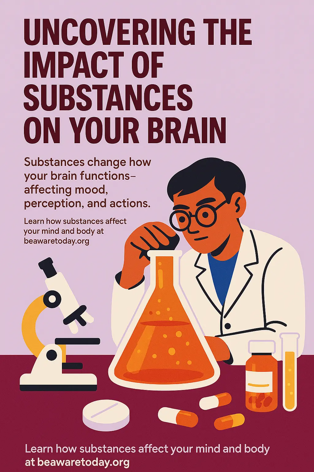 Modern Drug-Free Poster template with scientist and bold message