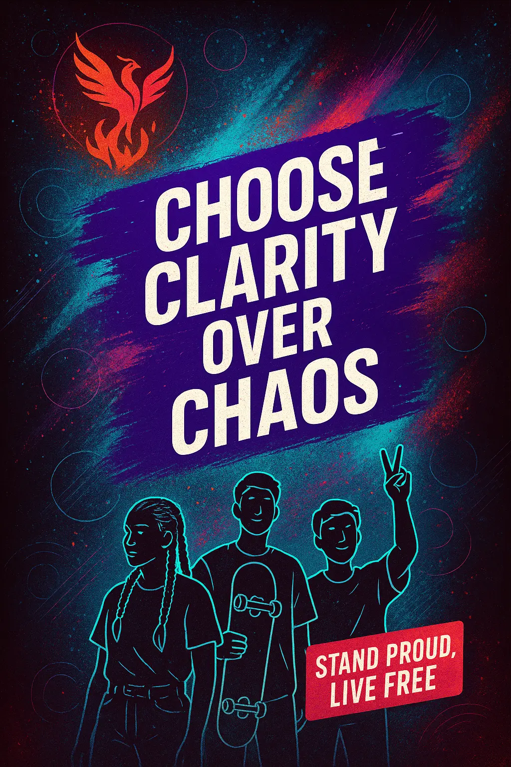Modern Drug-Free Poster template with bold message and teens