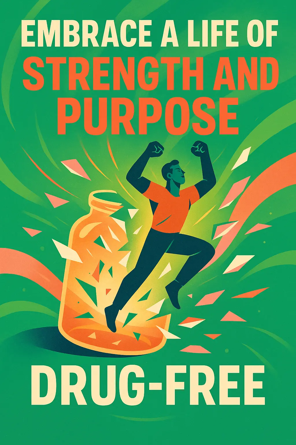 Drug-Free Poster template with empowering imagery of breaking free from addiction