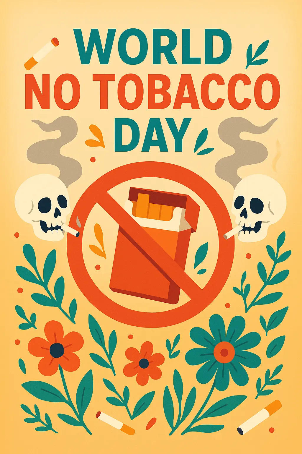 Drug-Free Poster template promoting World No Tobacco Day with bold design