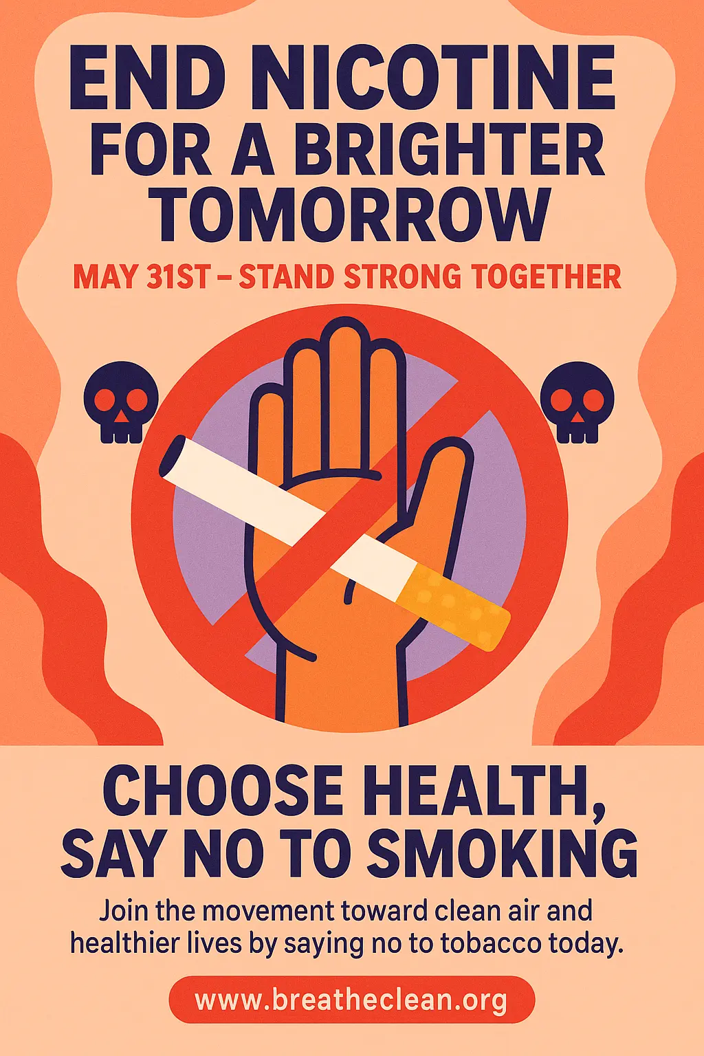 Drug-Free Poster template with anti-smoking message and bold visuals