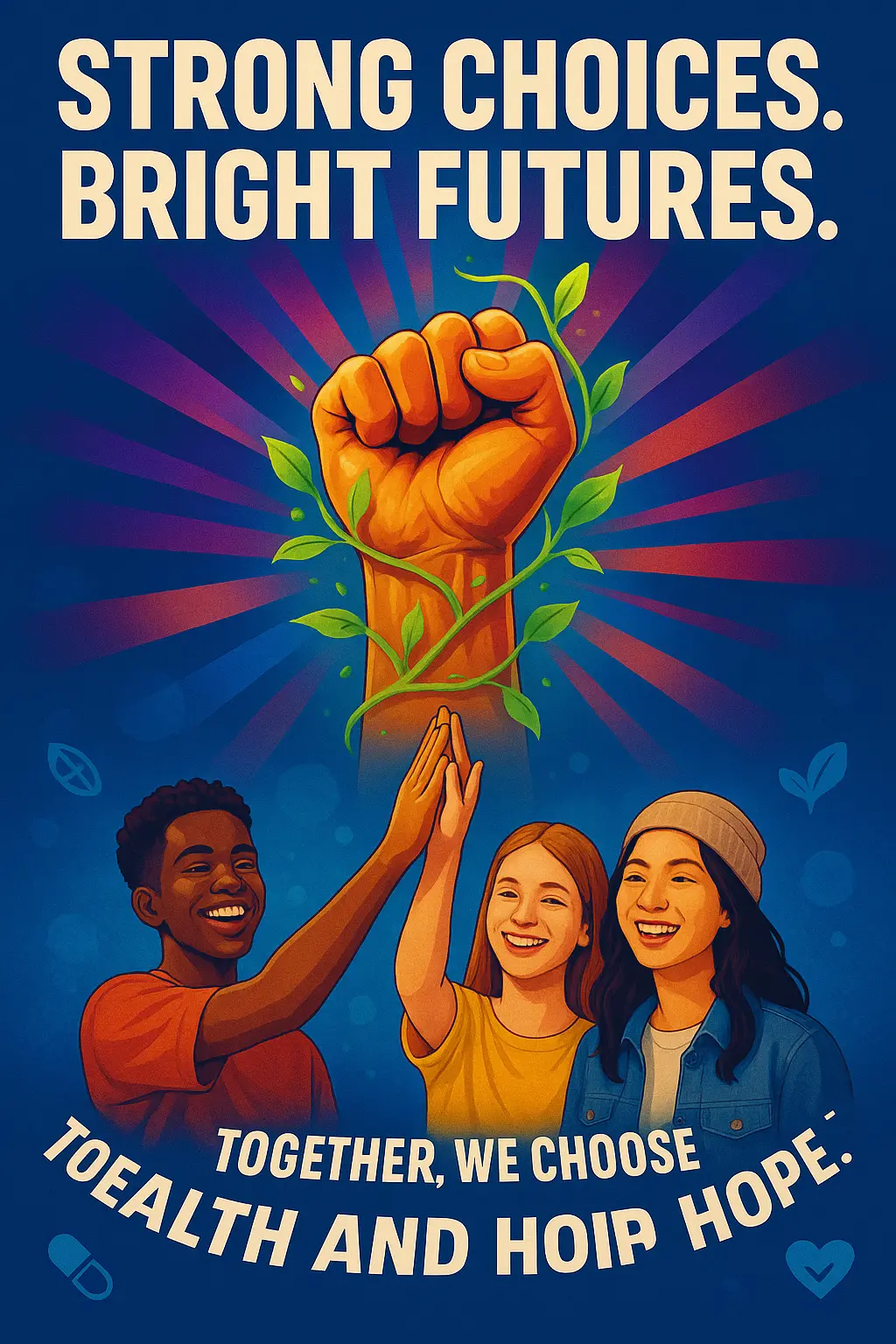 Colorful Drug-Free Poster template with fist and slogan