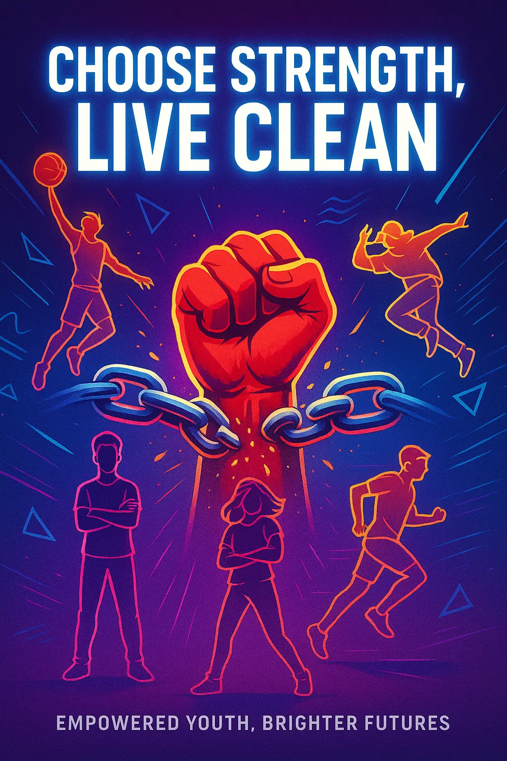 Dynamic Drug-Free Poster template with fist breaking chains