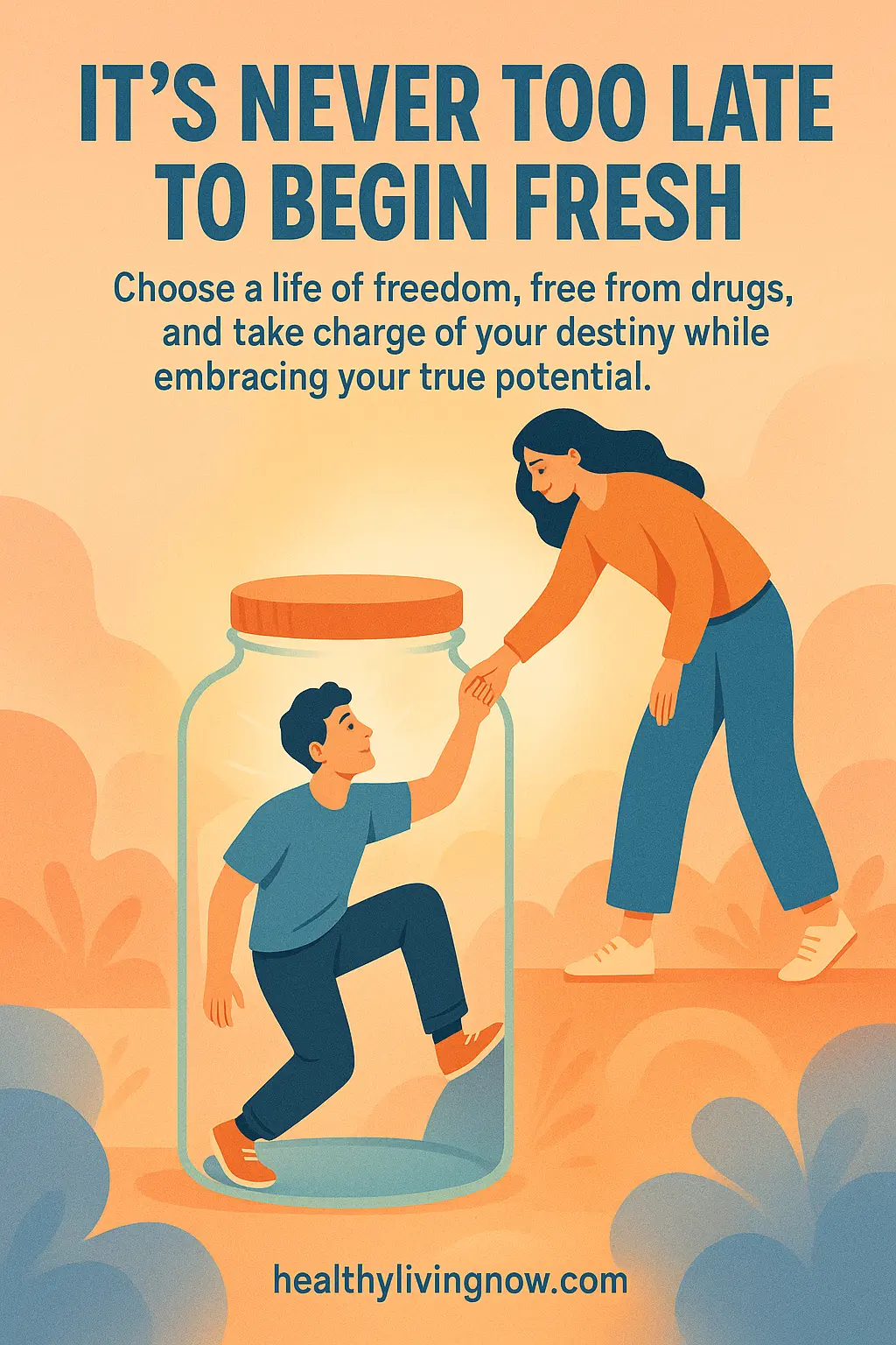 Drug-Free Poster template with empowering slogan and hopeful imagery