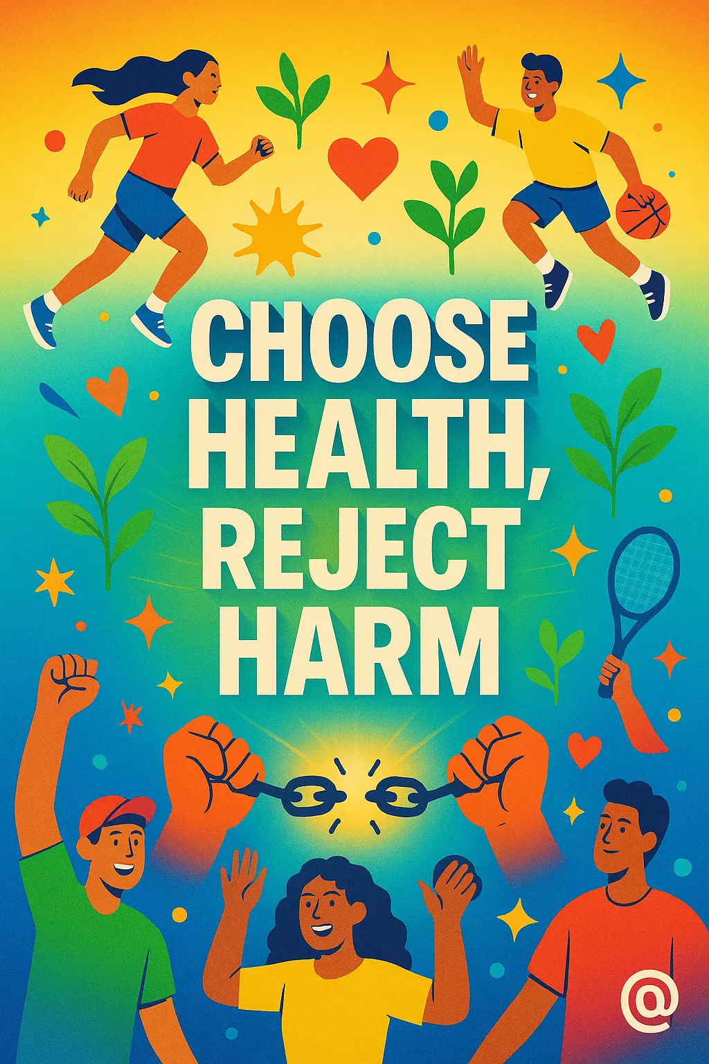 Drug-Free Poster template with slogan 'Choose Health, Reject Harm'