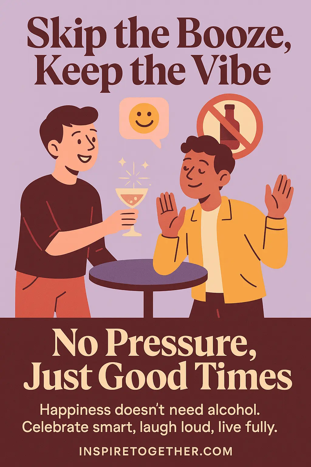 Drug-Free Poster template with cartoon teens and bold slogan
