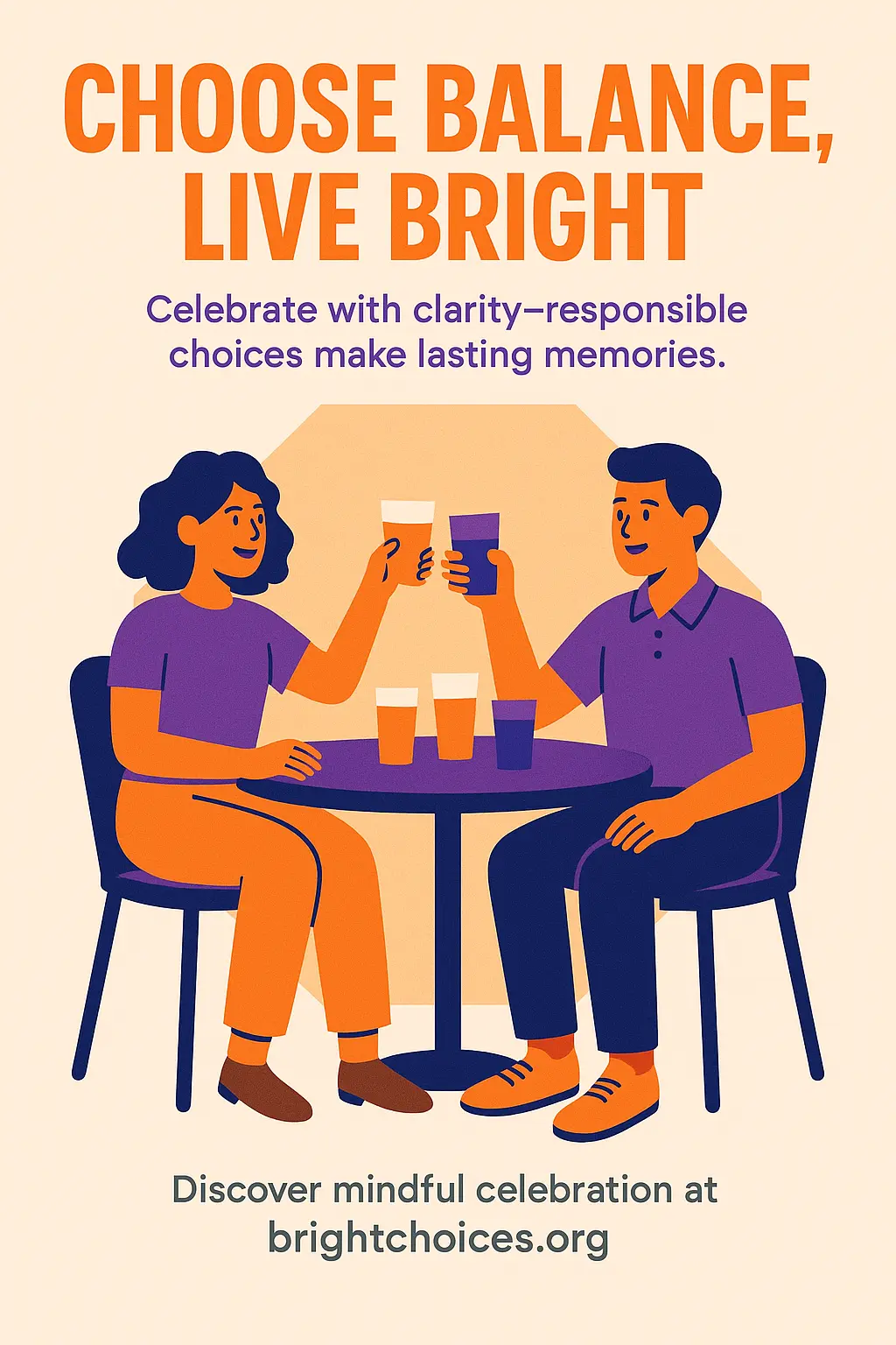 Drug-Free Poster template with slogan and friendly café scene