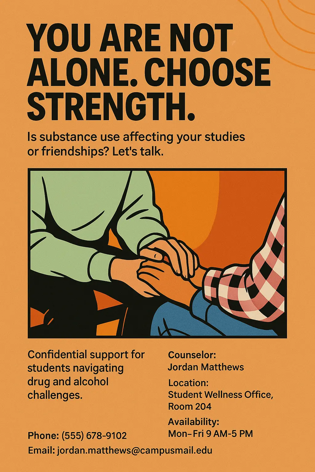 Modern Drug-Free Poster template with caring support theme