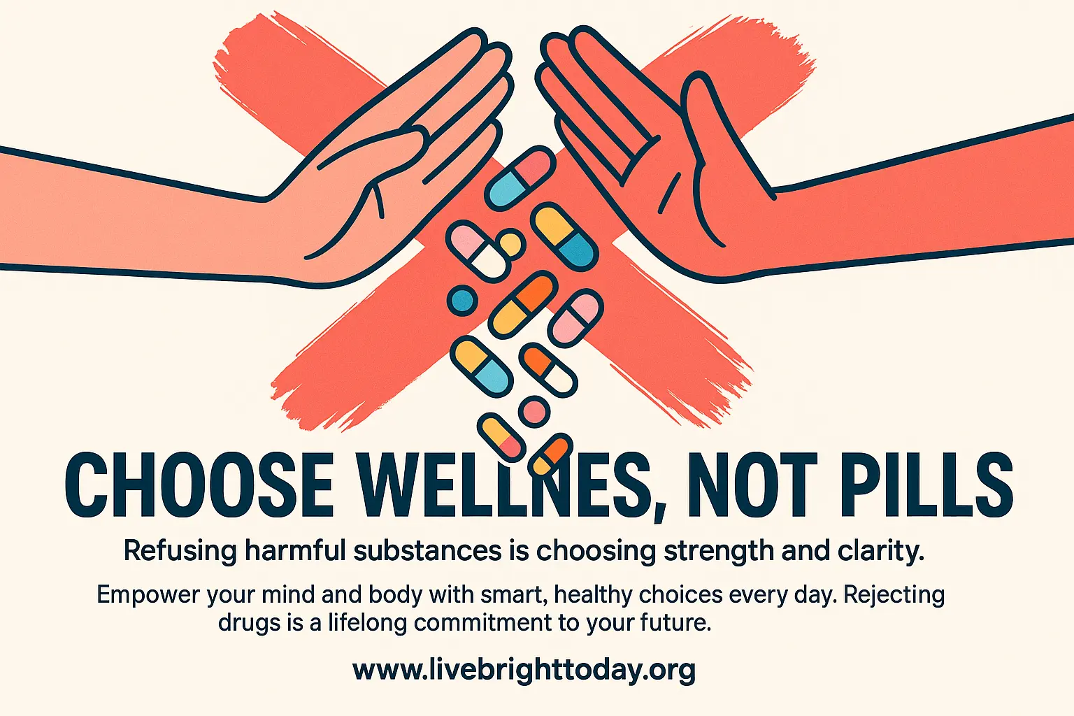 Drug-Free Poster template featuring peaceful mindfulness imagery and empowering message.
