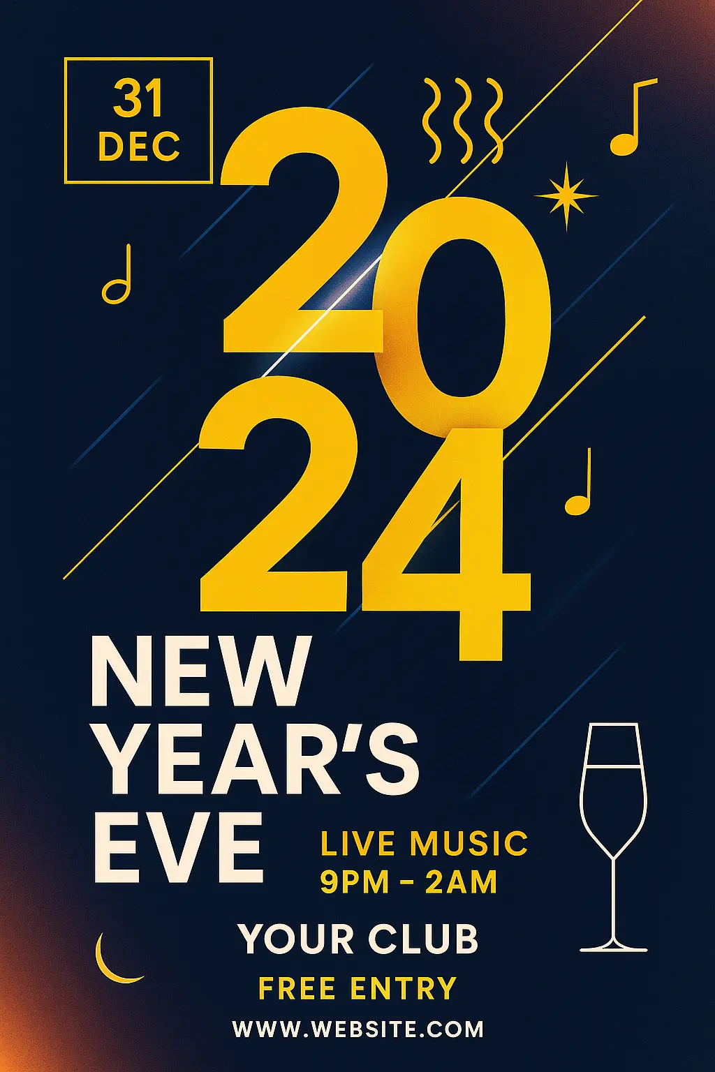 New Year Event Poster template with bold text and vibrant design