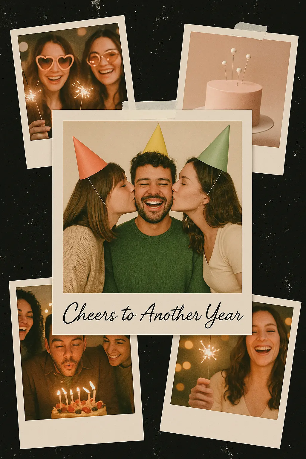 Collage-style birthday Event Poster template with joyful party photos