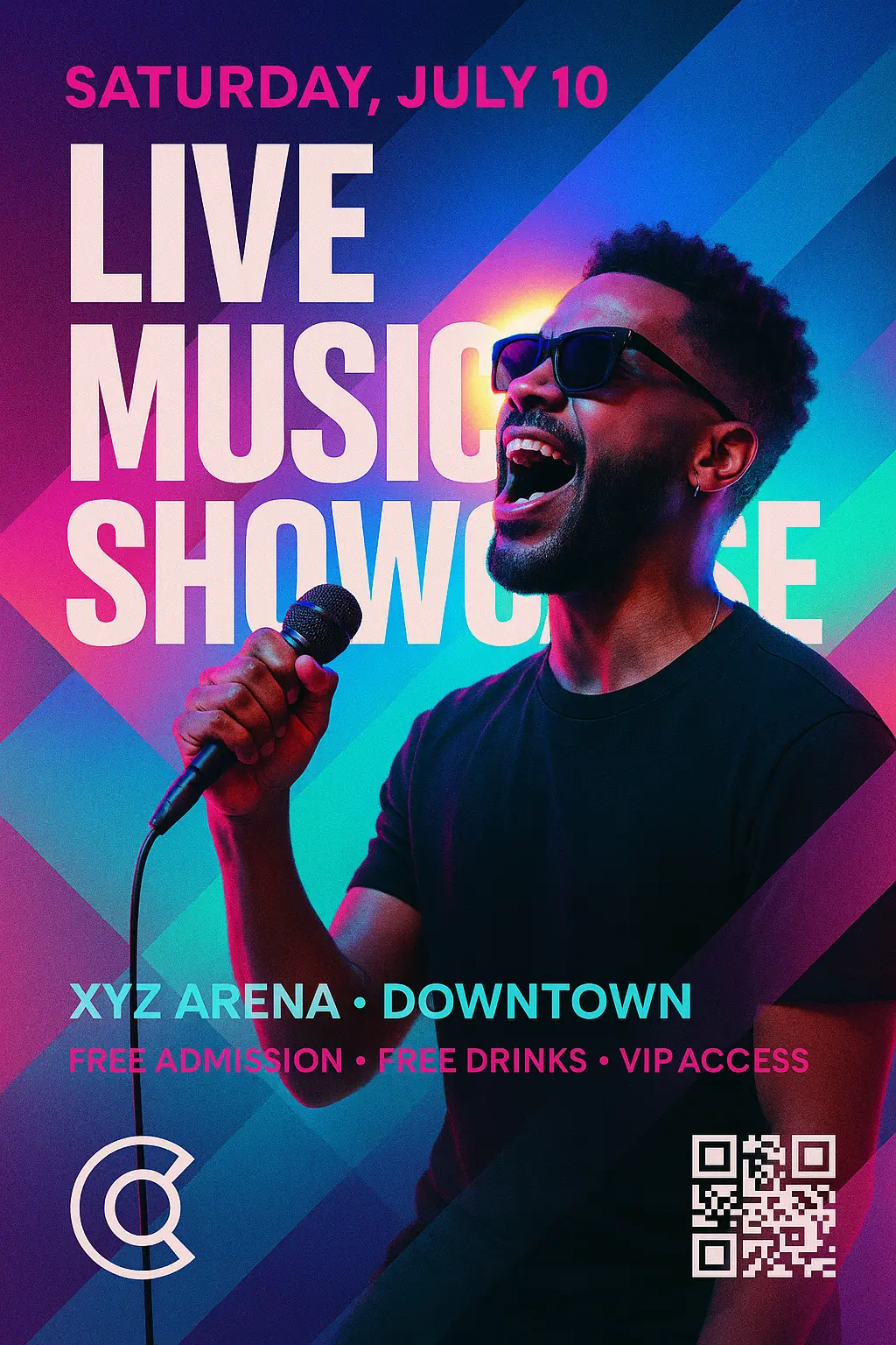 Music Event Poster template with performer and vibrant design