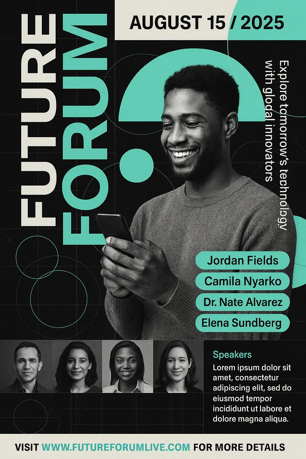 Event Poster template with modern tech theme and bold layout