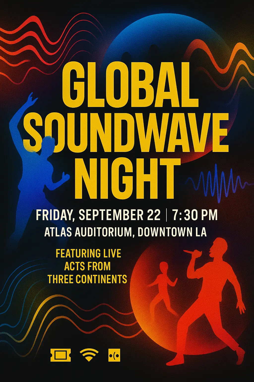 Colorful Event Poster template with music showcase theme