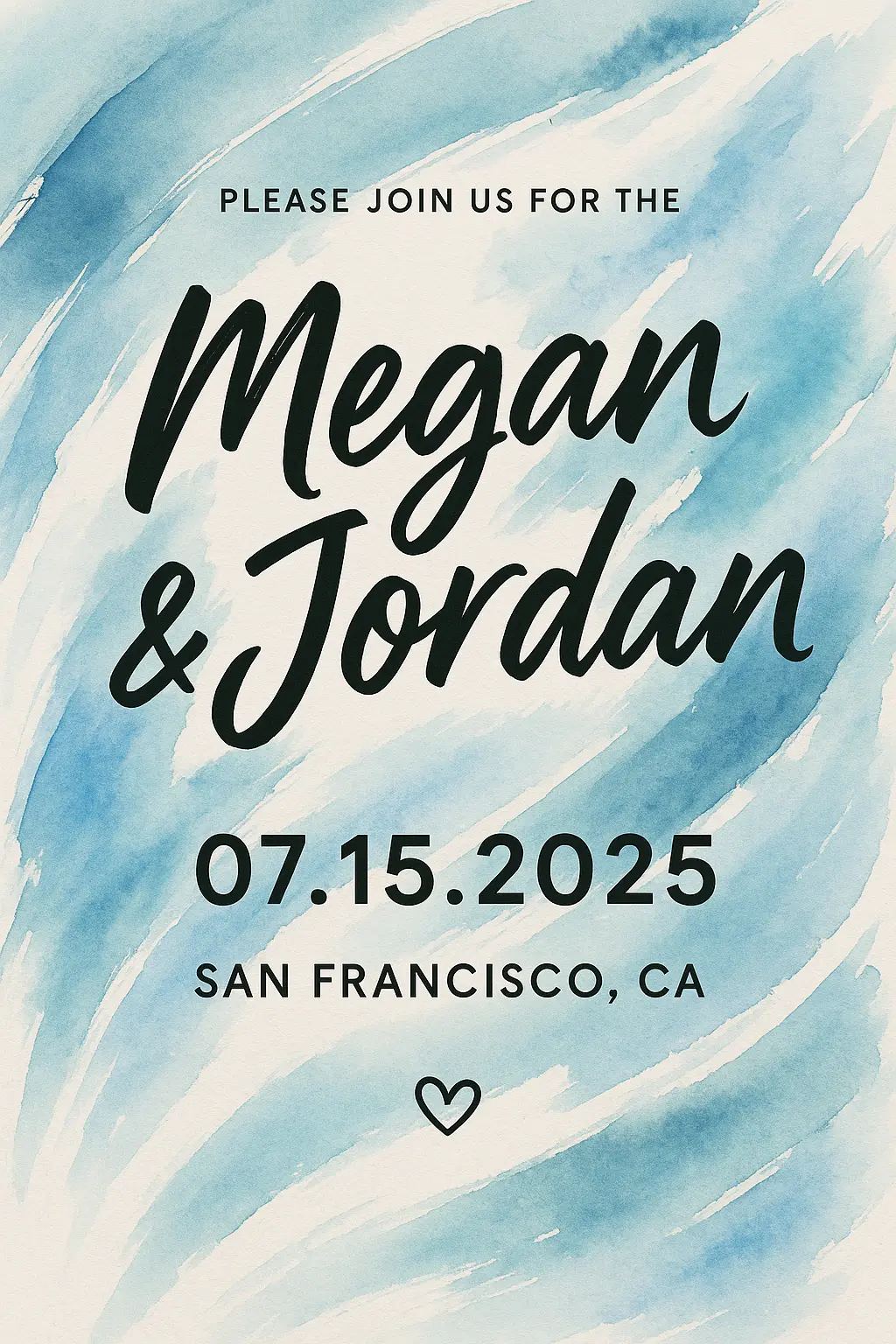 Wedding Event Poster template with elegant watercolor background and hand-lettered typography.