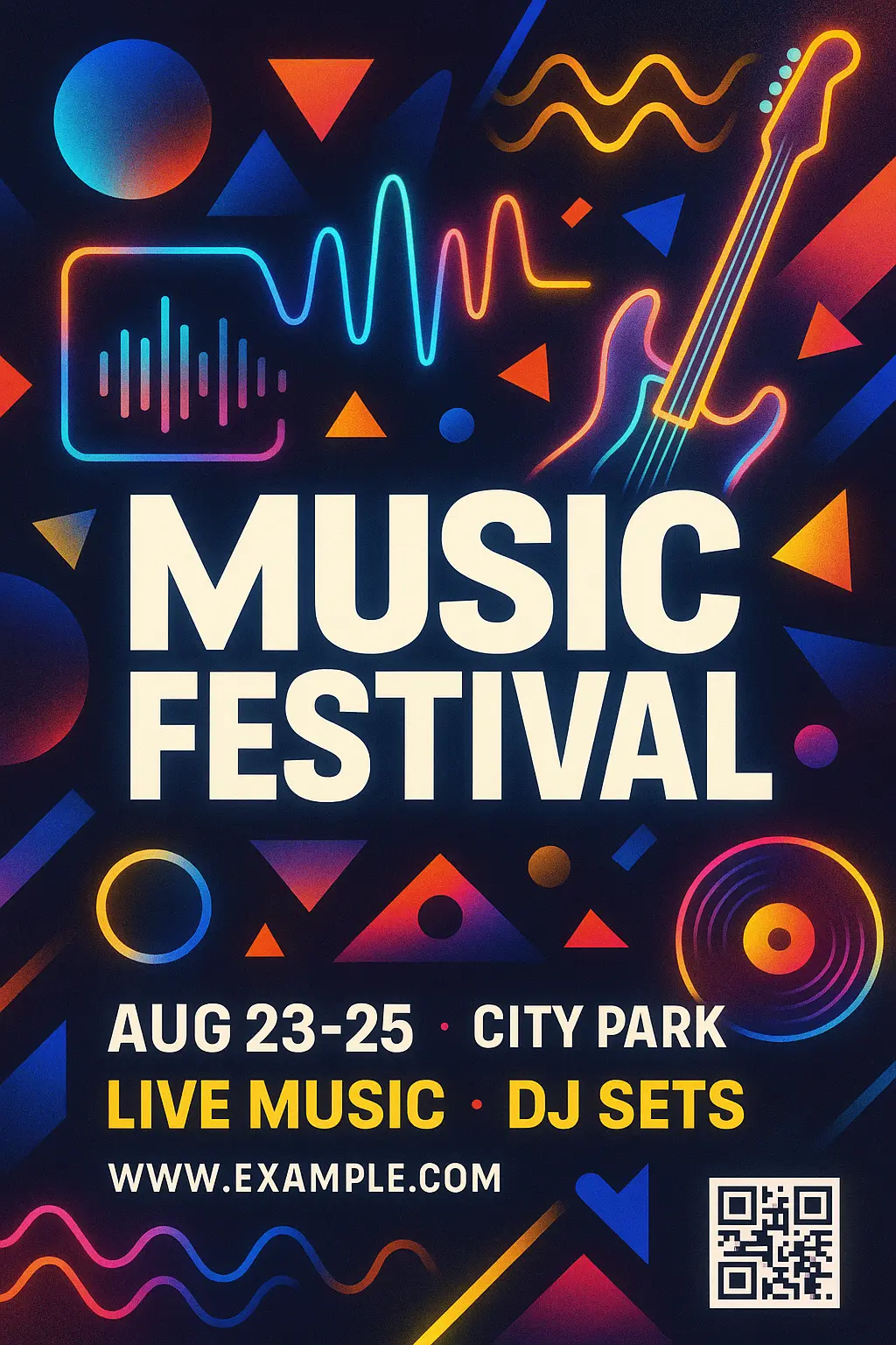 Vibrant music festival Event Poster template with bold typography