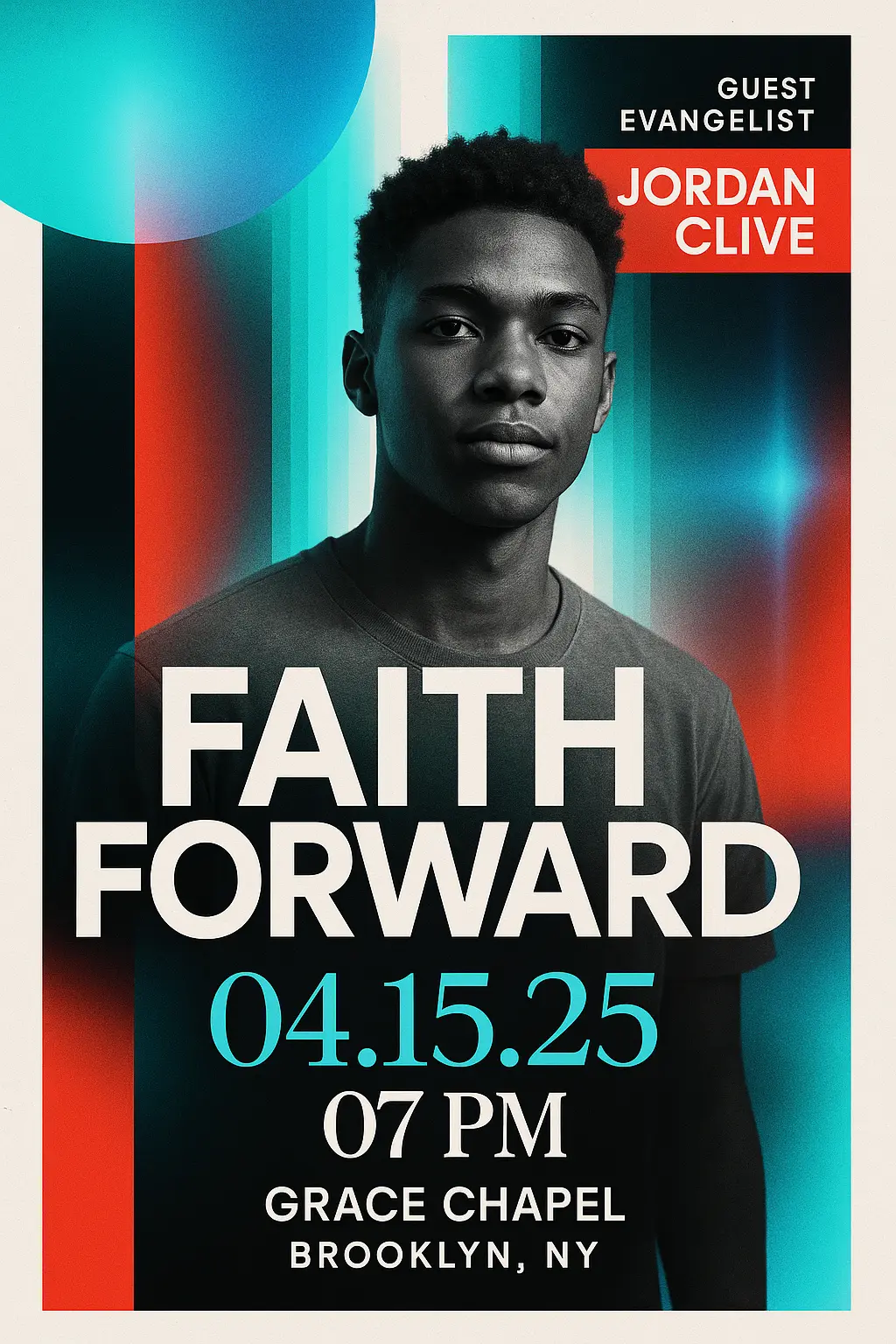 Modern church Event Poster template with bold colors and portrait