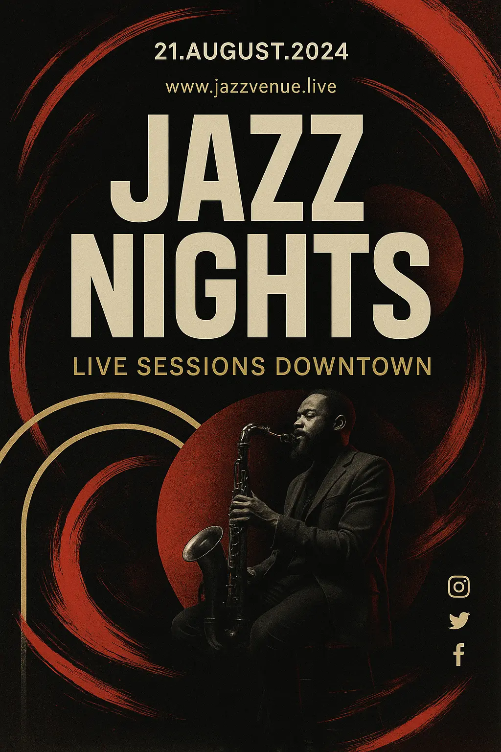 Jazz event poster template with bold abstract design