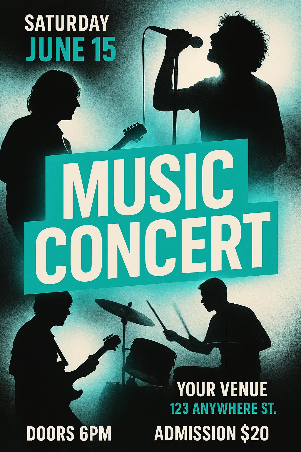 Event Poster template for a music concert with modern typography