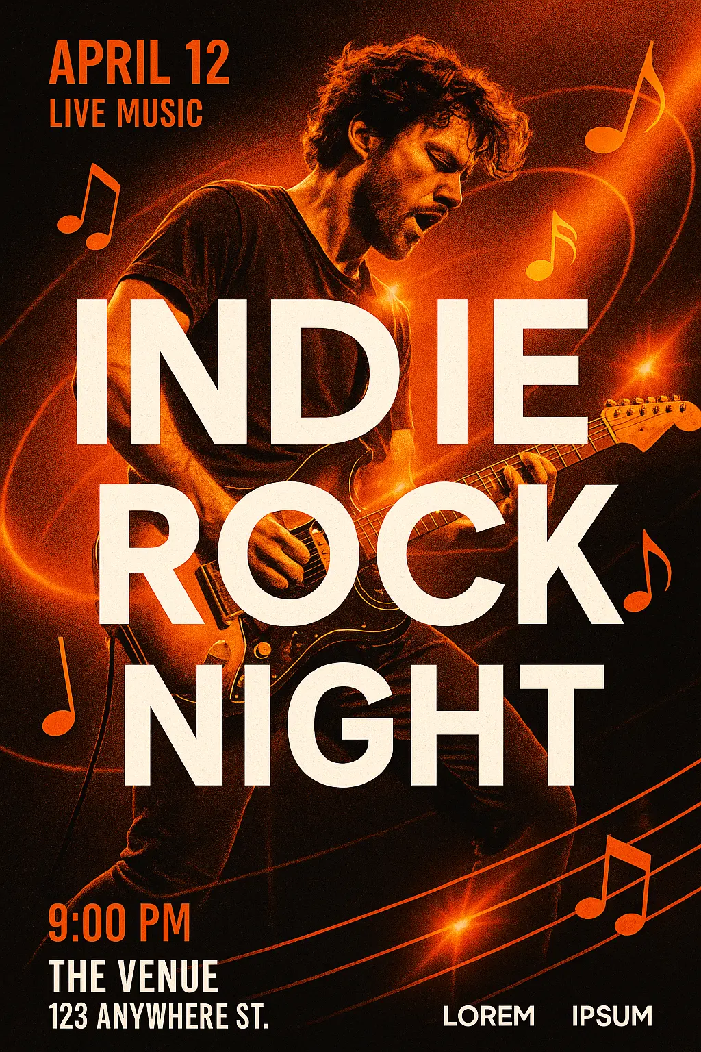 Event Poster template for Indie Rock Night performance