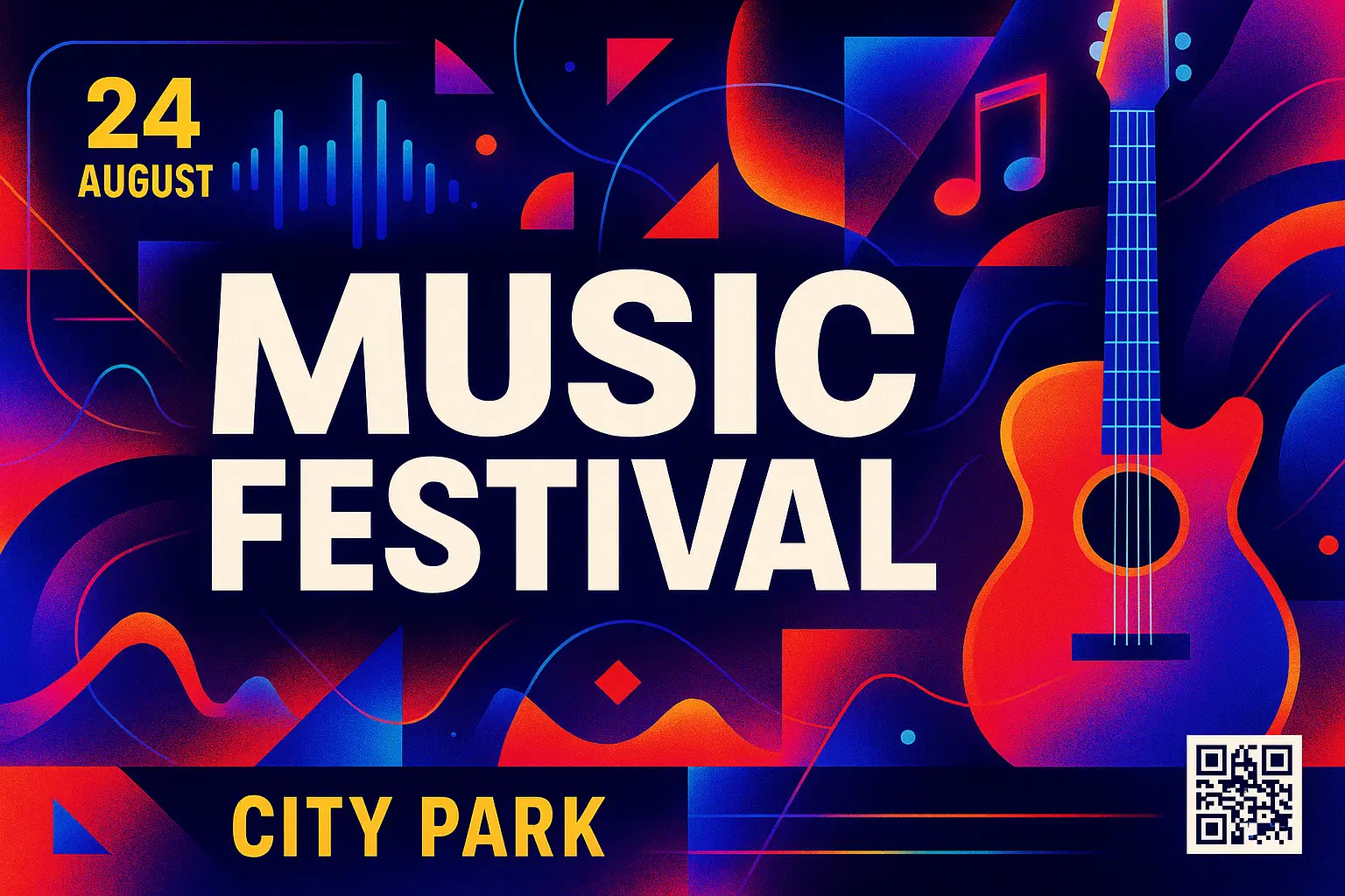 Event Poster template with neon colors and abstract synthwave theme