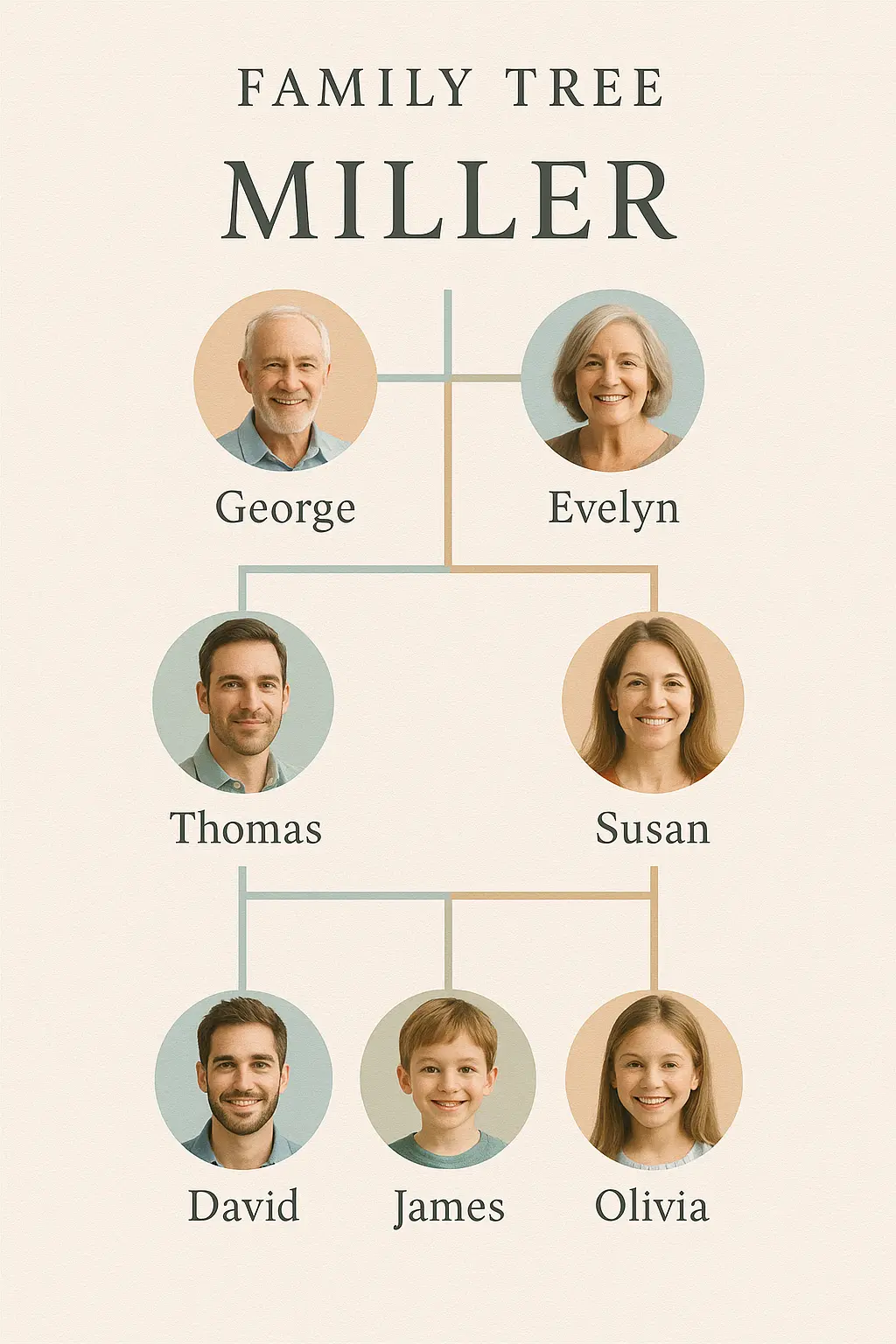 Family Tree Poster template with elegant geometric layout