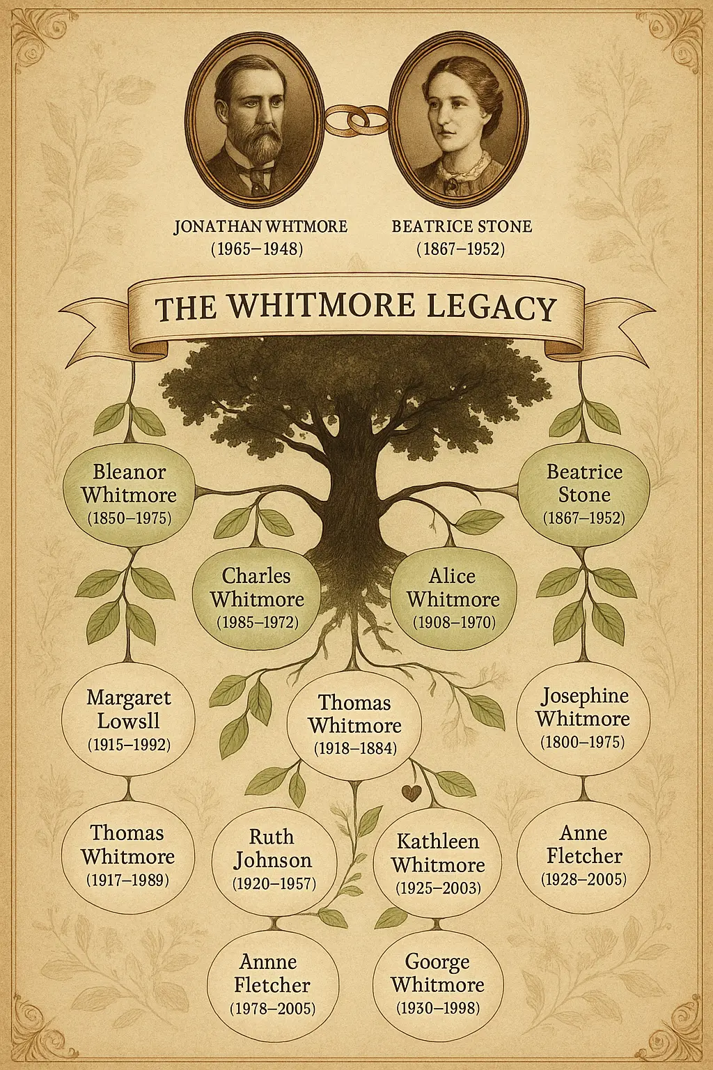 Vintage Family Tree Poster template with elegant branching design