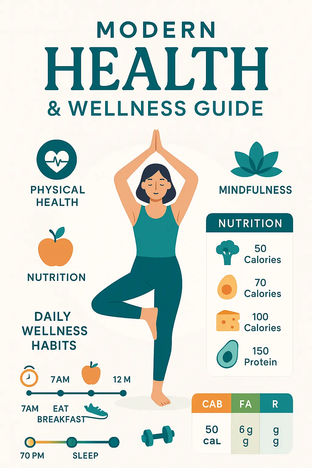 Informational Poster template for health and wellness guide with icons and illustrations