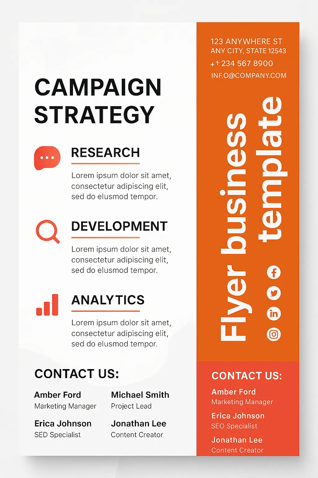 Modern Informational Poster template with marketing strategy layout