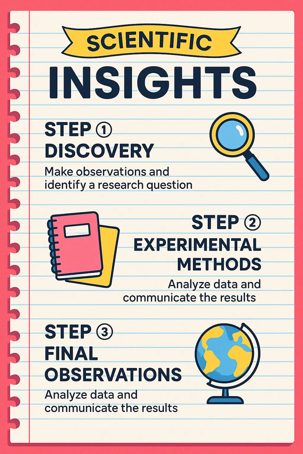 Colorful scientific Informational Poster template with step-by-step layout
