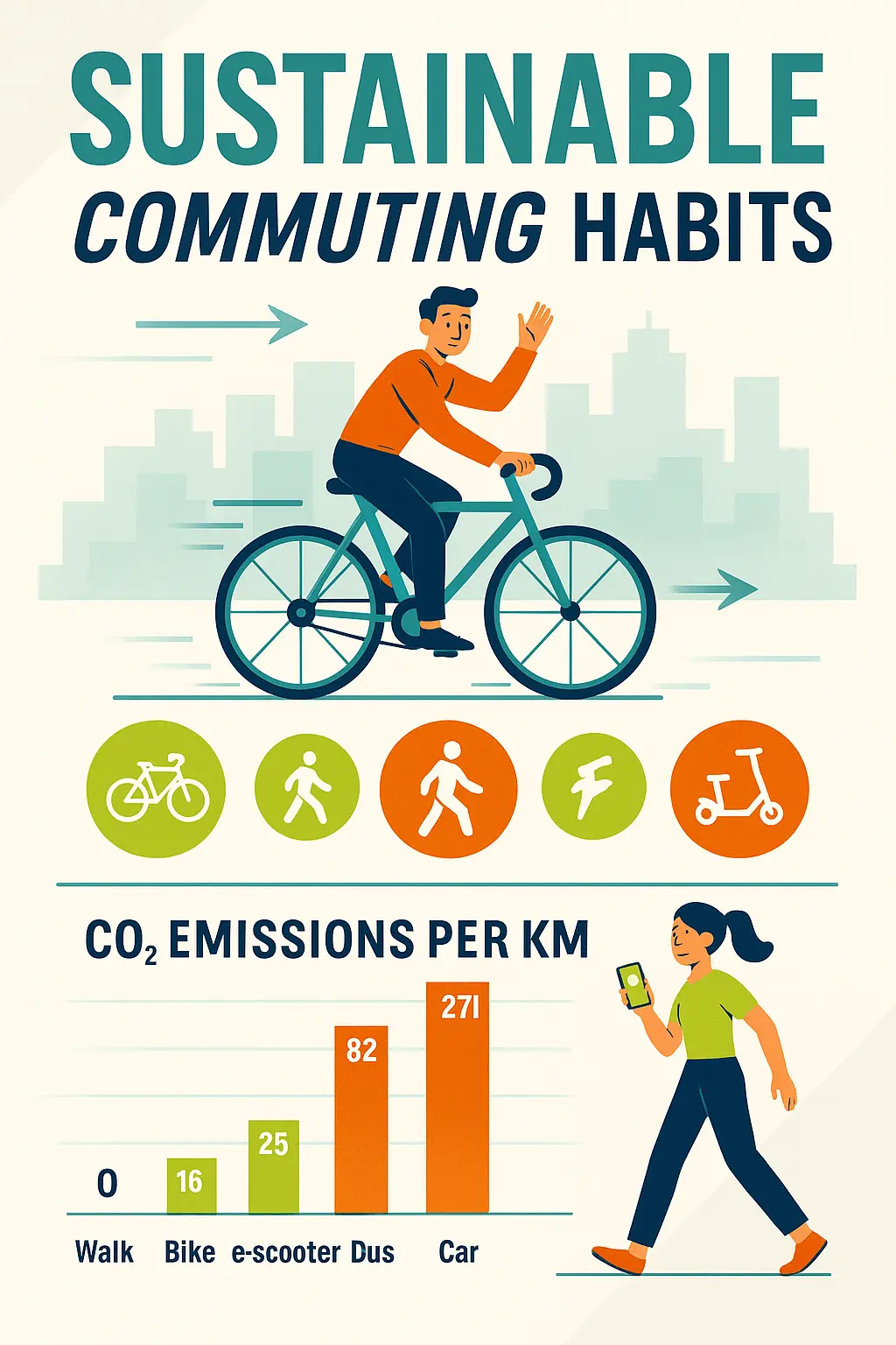 Informational Poster template promoting sustainable urban commuting