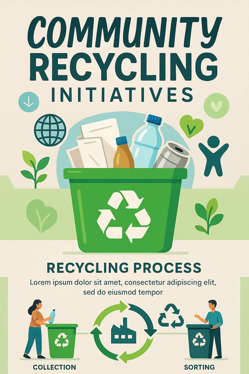 Informational Poster template featuring community recycling visuals