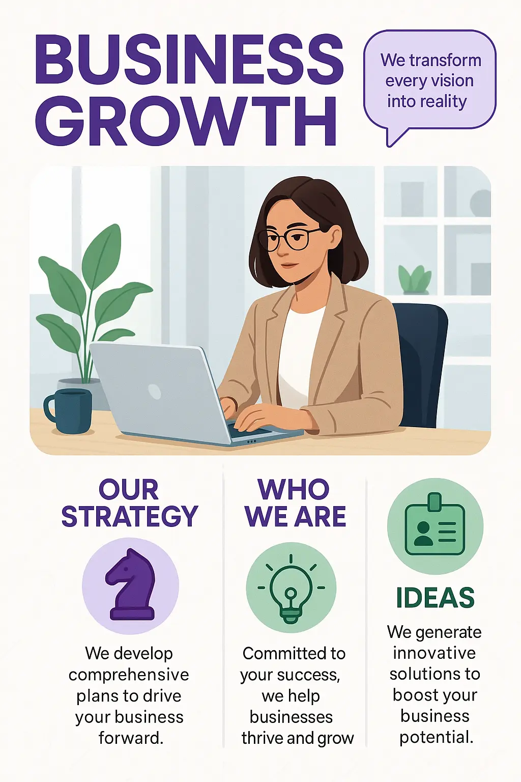 Informational Poster template promoting business growth with modern design