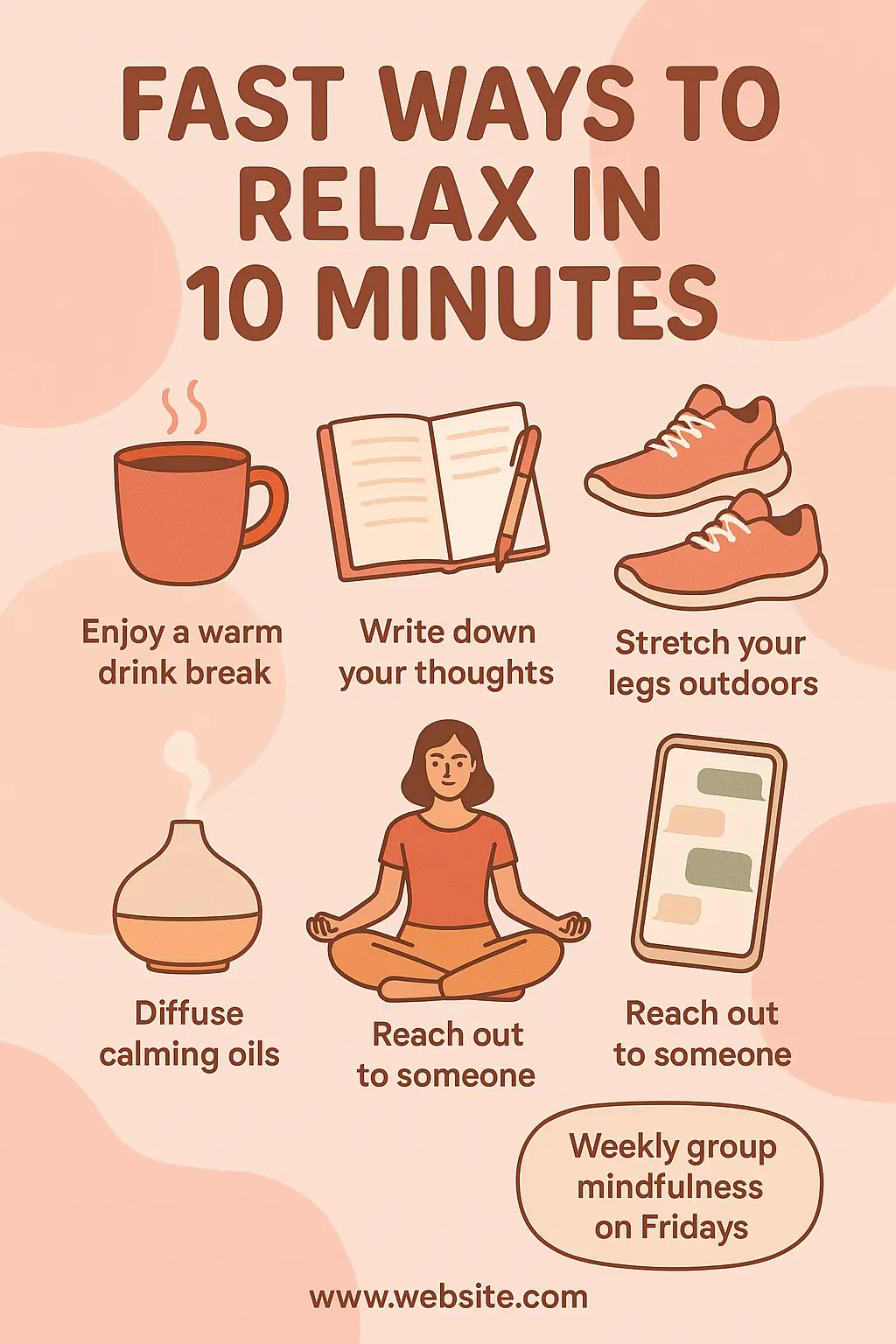 Informational Poster template showing fast self-care tips with icons