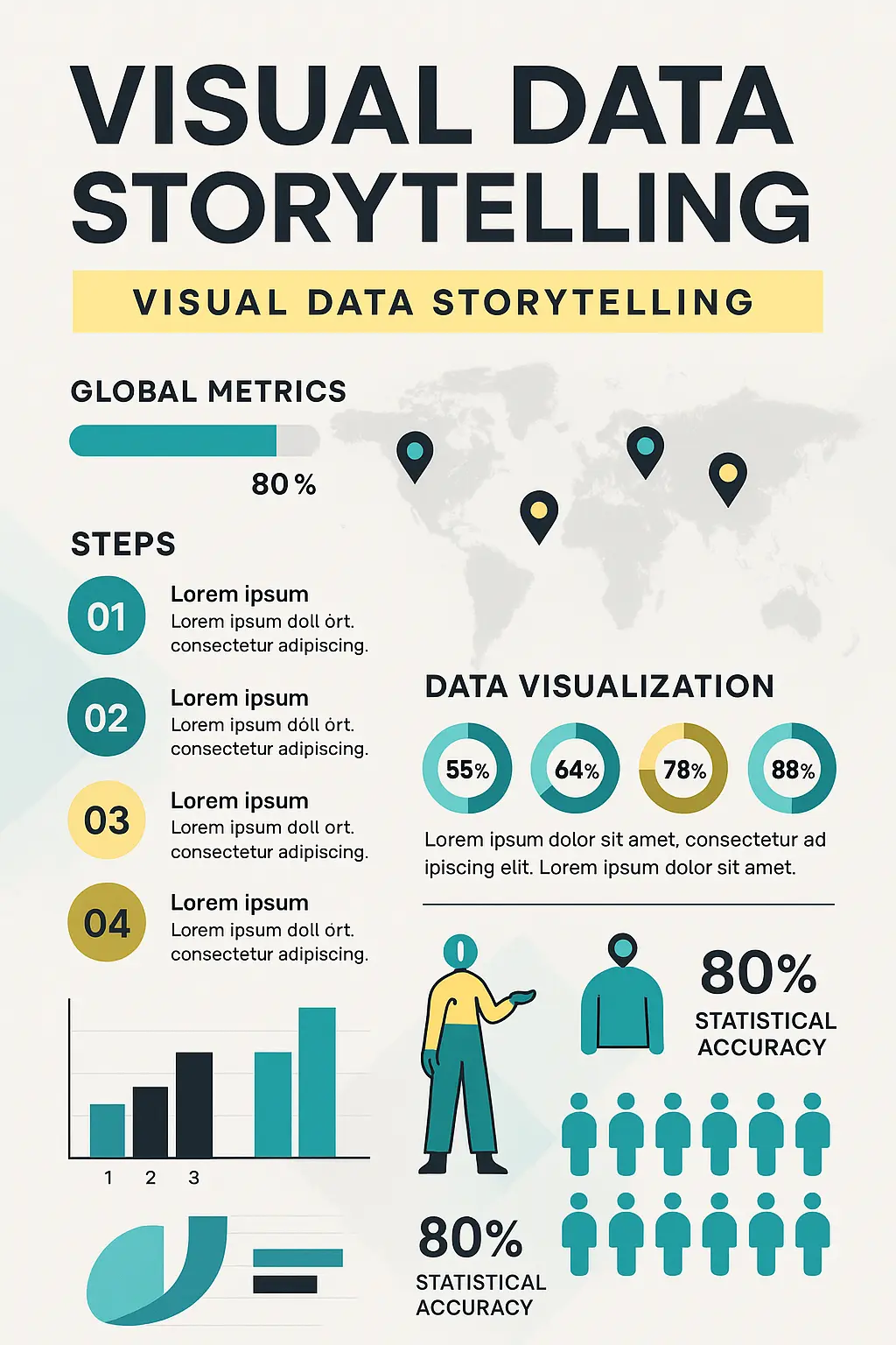 Informational Poster template with charts, icons, and global data