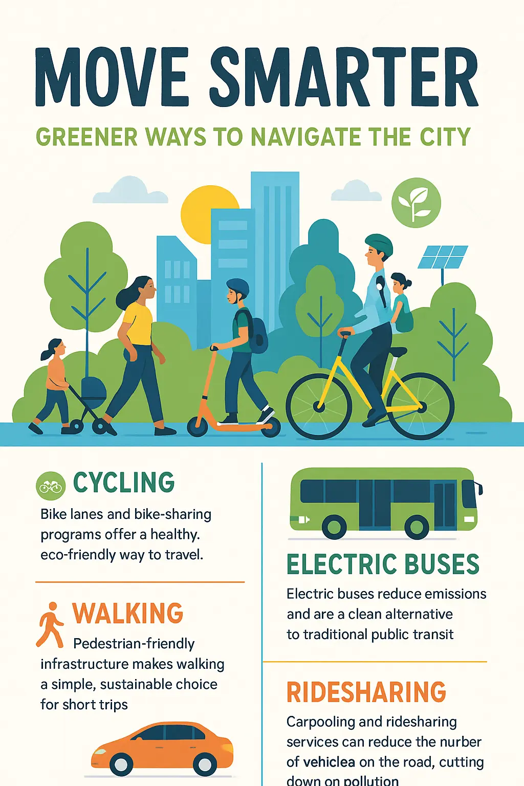 Informational Poster template promoting green urban commuting