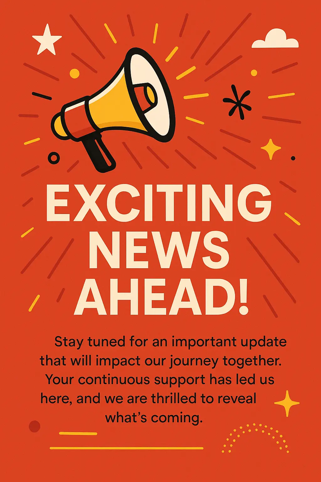 Informational Poster template with loudspeaker icon and announcement message