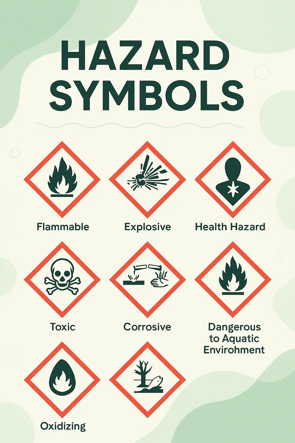 Informational Poster template featuring hazard symbols for chemicals