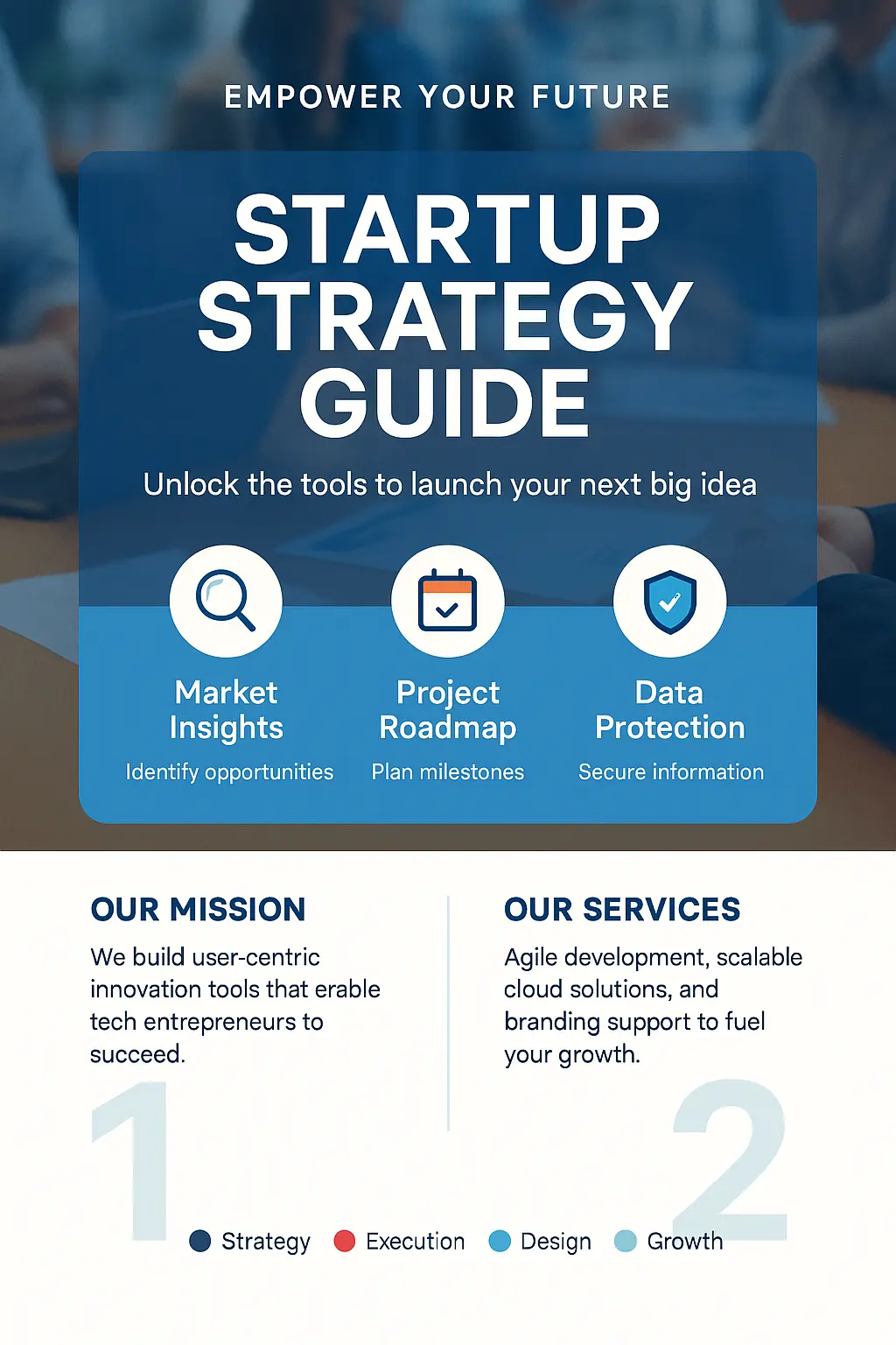 Startup-themed Informational Poster template with icons and bold layout