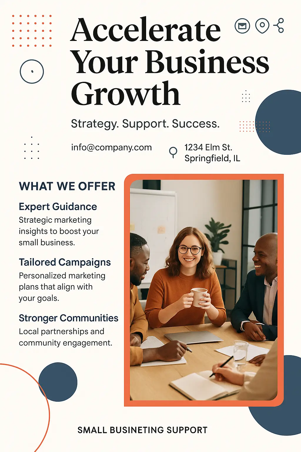 Informational Poster template promoting business marketing services