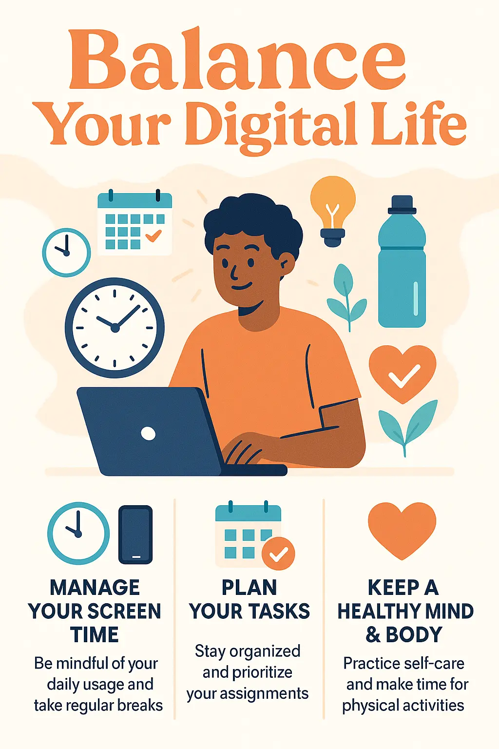 Digital wellness Informational Poster template for students