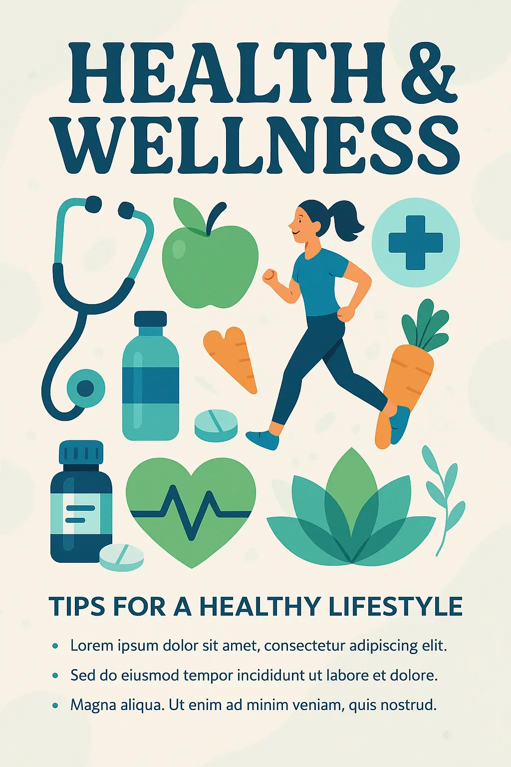 Health and wellness informational poster template with modern design